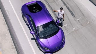 Purple Lamborghini Huracan Viola Parsifae Drive amp Revs at Lamborghini Miami [upl. by Teerprug]