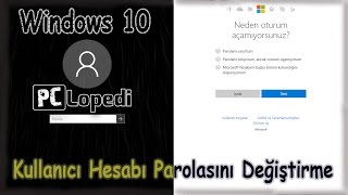 Kullanıcı Hesabı Parolasını Değiştirme  Windows 10 [upl. by Analra]