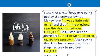 How to apply misrepresentation Liam cupcake scenario [upl. by Ssepmet]