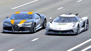 Koenigsegg Jesko Absolut vs Bugatti Chiron Super Sport 300  Drag Race 20 KM [upl. by Rengaw323]