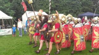 Roman Reenactment at the Amphitheatre in Caerleon Marching In [upl. by Koziara973]