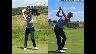 Justin Thomas golf swing  Long Iron faceon amp downtheline July 2017 [upl. by Zackariah]