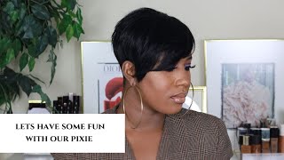 HOW TO ADD EXTENSION TO PIXIE CUTSHORT HAIR ADD BANGS TO PIXIE FEAT Dark amp Lovely [upl. by Gaelan]