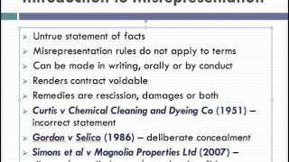 Misrepresentation Lecture 1 of 4 [upl. by Annaiek]